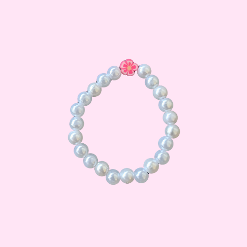 Pink flower pearl bracelet