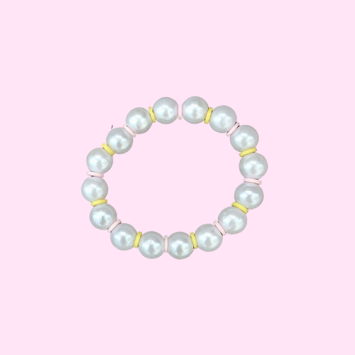 Pink yellow pearl bracelet