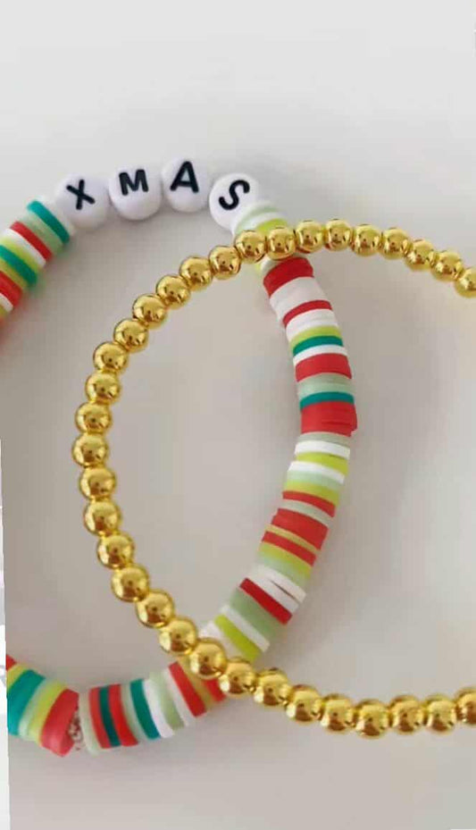 Xmas bracelet with additional gold bracelet