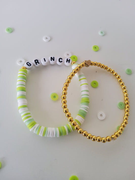Grinch plus gold heart bracelet!
